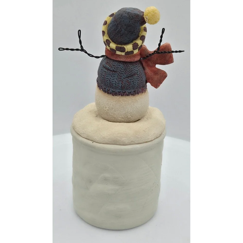 Crazy Mountain Merry Christmas Snowman Figurine/Candle Rustic Folk Art Primitive